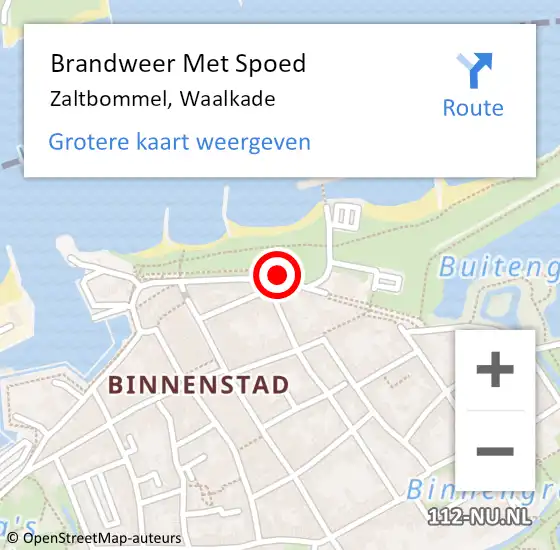 Locatie op kaart van de 112 melding: Brandweer Met Spoed Naar Zaltbommel, Waalkade op 6 november 2020 08:48