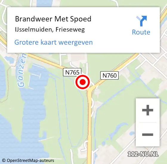 Locatie op kaart van de 112 melding: Brandweer Met Spoed Naar IJsselmuiden, Frieseweg op 6 november 2020 09:13