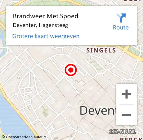 Locatie op kaart van de 112 melding: Brandweer Met Spoed Naar Deventer, Hagensteeg op 6 november 2020 09:49