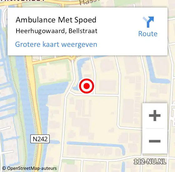 Locatie op kaart van de 112 melding: Ambulance Met Spoed Naar Heerhugowaard, Bellstraat op 23 mei 2014 14:56