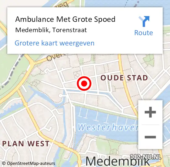 Locatie op kaart van de 112 melding: Ambulance Met Grote Spoed Naar Medemblik, Torenstraat op 6 november 2020 10:34