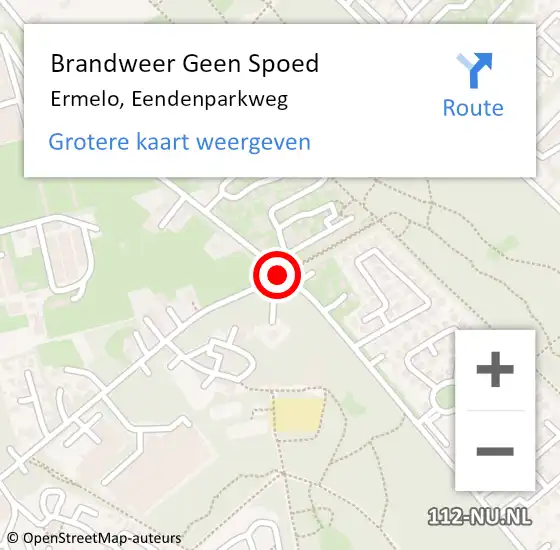 Locatie op kaart van de 112 melding: Brandweer Geen Spoed Naar Ermelo, Eendenparkweg op 6 november 2020 10:59