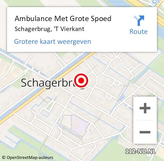 Locatie op kaart van de 112 melding: Ambulance Met Grote Spoed Naar Schagerbrug, 'T Vierkant op 6 november 2020 11:21