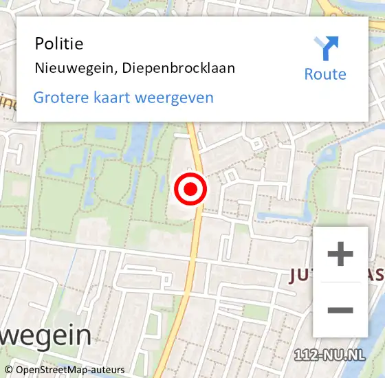 Locatie op kaart van de 112 melding: Politie Nieuwegein, Diepenbrocklaan op 6 november 2020 11:34