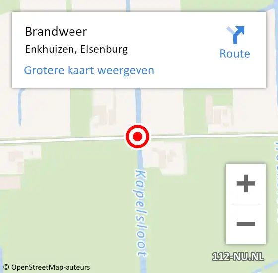 Locatie op kaart van de 112 melding: Brandweer Enkhuizen, Elsenburg op 6 november 2020 11:49