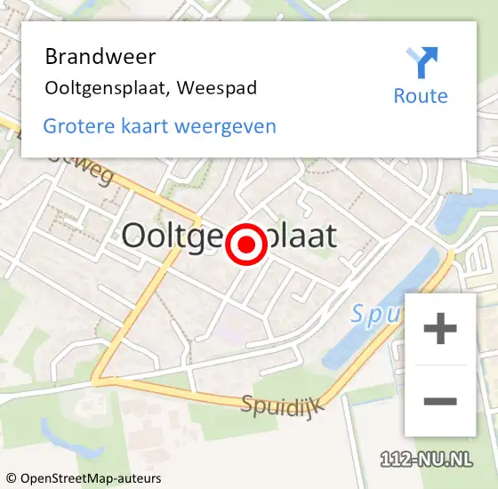 Locatie op kaart van de 112 melding: Brandweer Ooltgensplaat, Weespad op 6 november 2020 12:11