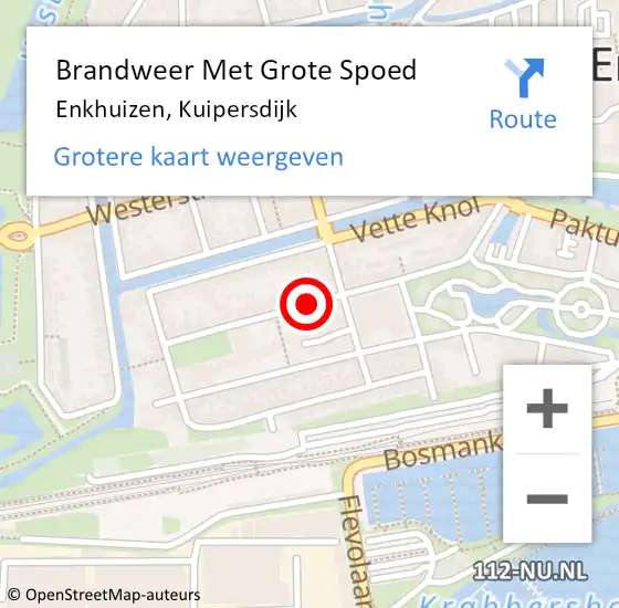 Locatie op kaart van de 112 melding: Brandweer Met Grote Spoed Naar Enkhuizen, Kuipersdijk op 6 november 2020 12:16