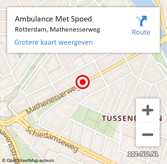 Locatie op kaart van de 112 melding: Ambulance Met Spoed Naar Rotterdam, Mathenesserweg op 6 november 2020 12:48