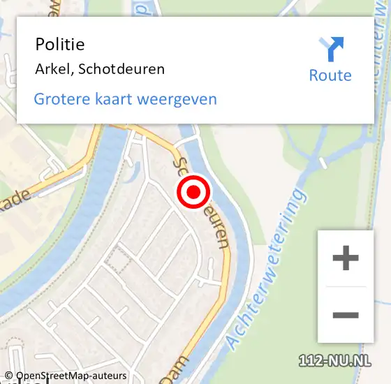 Locatie op kaart van de 112 melding: Politie Arkel, Schotdeuren op 6 november 2020 13:06