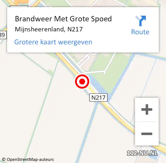 Locatie op kaart van de 112 melding: Brandweer Met Grote Spoed Naar Mijnsheerenland, N217 op 6 november 2020 13:35