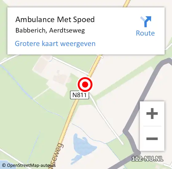 Locatie op kaart van de 112 melding: Ambulance Met Spoed Naar Babberich, Aerdtseweg op 6 november 2020 13:50