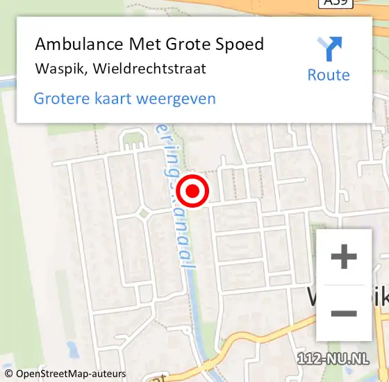 Locatie op kaart van de 112 melding: Ambulance Met Grote Spoed Naar Waspik, Wieldrechtstraat op 6 november 2020 14:50