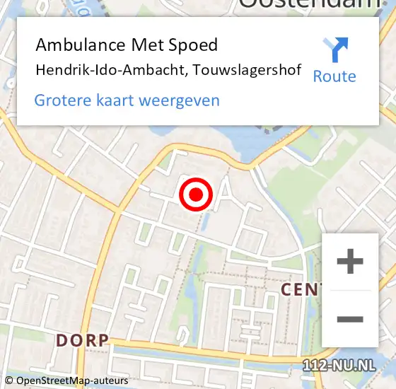 Locatie op kaart van de 112 melding: Ambulance Met Spoed Naar Hendrik-Ido-Ambacht, Touwslagershof op 6 november 2020 15:01