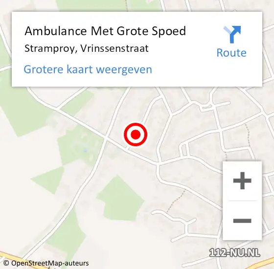 Locatie op kaart van de 112 melding: Ambulance Met Grote Spoed Naar Stramproy, Vrinssenstraat op 6 november 2020 16:06