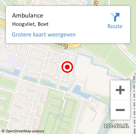 Locatie op kaart van de 112 melding: Ambulance Hoogvliet, Boet op 6 november 2020 16:33