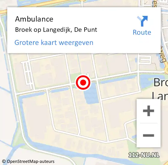 Locatie op kaart van de 112 melding: Ambulance Broek op Langedijk, De Punt op 6 november 2020 16:42