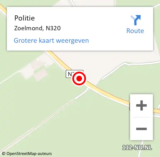 Locatie op kaart van de 112 melding: Politie Zoelmond, N320 op 6 november 2020 17:09