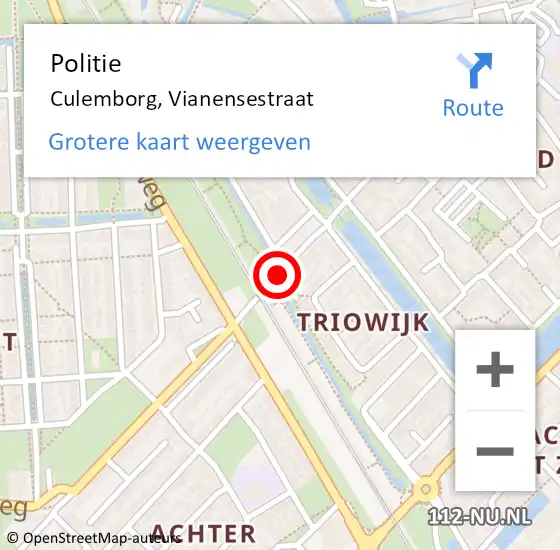 Locatie op kaart van de 112 melding: Politie Culemborg, Vianensestraat op 6 november 2020 17:12
