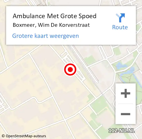 Locatie op kaart van de 112 melding: Ambulance Met Grote Spoed Naar Boxmeer, Wim De Korverstraat op 6 november 2020 17:22