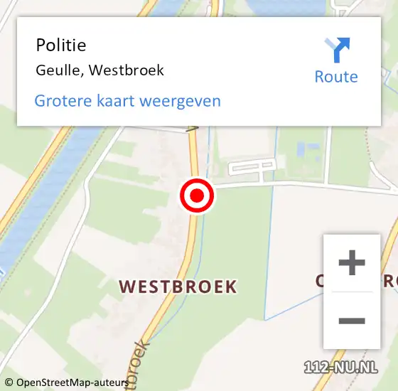 Locatie op kaart van de 112 melding: Politie Geulle, Westbroek op 6 november 2020 17:35