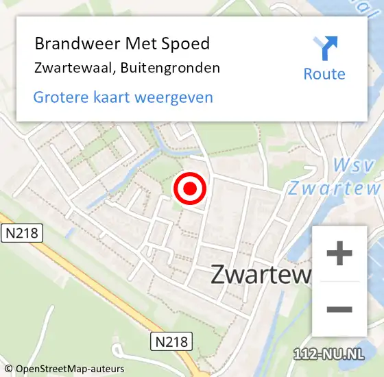 Locatie op kaart van de 112 melding: Brandweer Met Spoed Naar Zwartewaal, Buitengronden op 6 november 2020 19:12