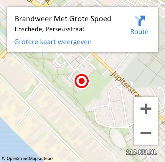 Locatie op kaart van de 112 melding: Brandweer Met Grote Spoed Naar Enschede, Perseusstraat op 23 mei 2014 15:55