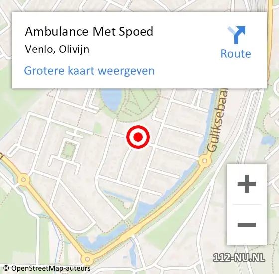 Locatie op kaart van de 112 melding: Ambulance Met Spoed Naar Venlo, Olivijn op 2 oktober 2013 20:33