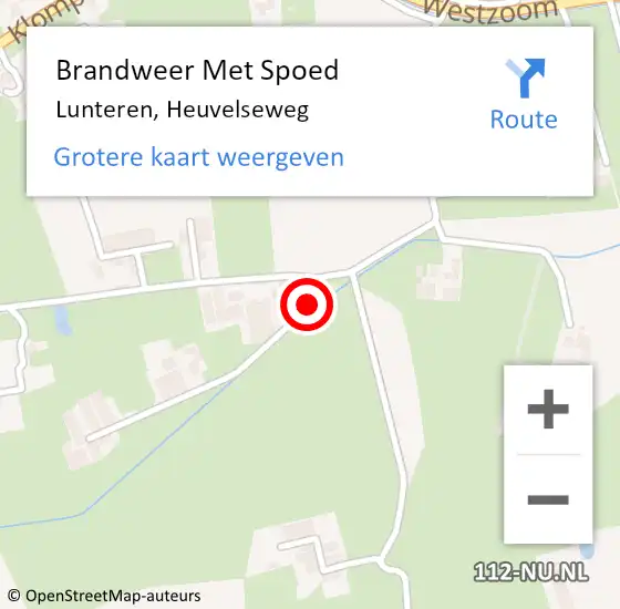 Locatie op kaart van de 112 melding: Brandweer Met Spoed Naar Lunteren, Heuvelseweg op 6 november 2020 21:36