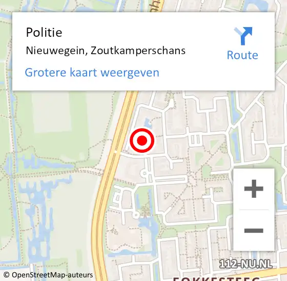 Locatie op kaart van de 112 melding: Politie Nieuwegein, Zoutkamperschans op 6 november 2020 21:46