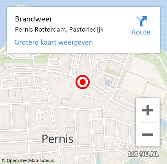 Locatie op kaart van de 112 melding: Brandweer Pernis Rotterdam, Pastoriedijk op 6 november 2020 21:50