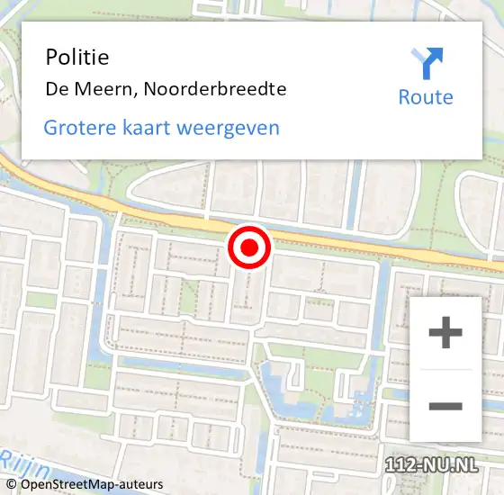 Locatie op kaart van de 112 melding: Politie De Meern, Noorderbreedte op 6 november 2020 21:54