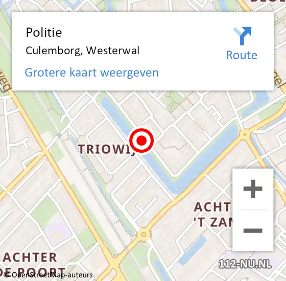 Locatie op kaart van de 112 melding: Politie Culemborg, Westerwal op 6 november 2020 22:12