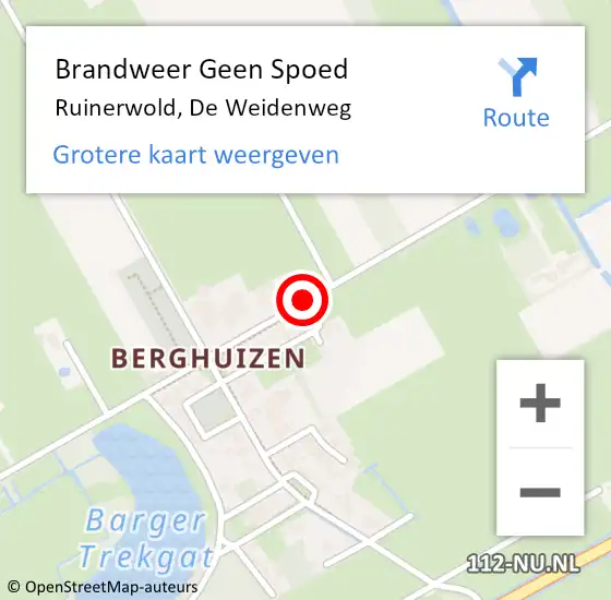 Locatie op kaart van de 112 melding: Brandweer Geen Spoed Naar Ruinerwold, De Weidenweg op 7 november 2020 02:23