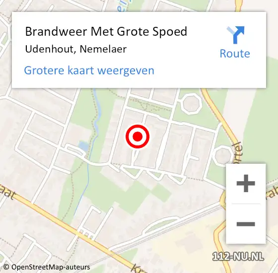 Locatie op kaart van de 112 melding: Brandweer Met Grote Spoed Naar Udenhout, Nemelaer op 7 november 2020 04:44