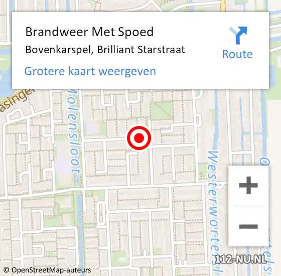 Locatie op kaart van de 112 melding: Brandweer Met Spoed Naar Bovenkarspel, Brilliant Starstraat op 7 november 2020 05:09