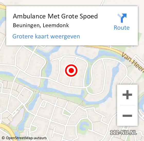 Locatie op kaart van de 112 melding: Ambulance Met Grote Spoed Naar Beuningen, Leemdonk op 7 november 2020 08:00