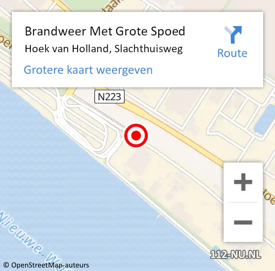 Locatie op kaart van de 112 melding: Brandweer Met Grote Spoed Naar Hoek van Holland, Slachthuisweg op 7 november 2020 08:15