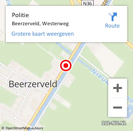 Locatie op kaart van de 112 melding: Politie Beerzerveld, Westerweg op 7 november 2020 09:28