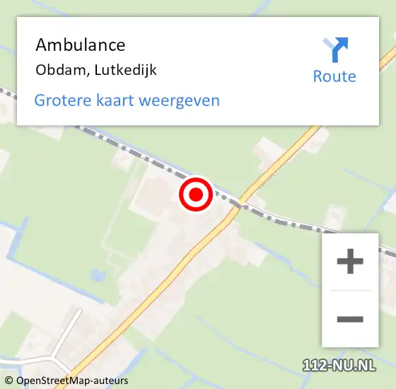 Locatie op kaart van de 112 melding: Ambulance Obdam, Lutkedijk op 7 november 2020 10:30