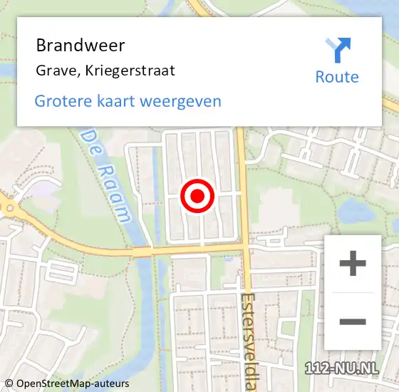 Locatie op kaart van de 112 melding: Brandweer Grave, Kriegerstraat op 7 november 2020 11:35