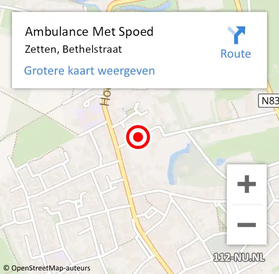 Locatie op kaart van de 112 melding: Ambulance Met Spoed Naar Zetten, Bethelstraat op 7 november 2020 12:21
