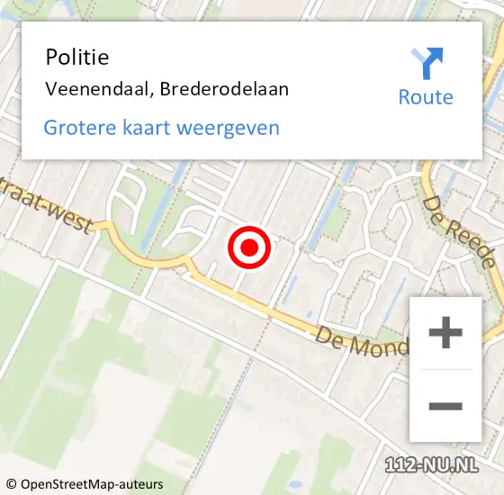 Locatie op kaart van de 112 melding: Politie Veenendaal, Brederodelaan op 7 november 2020 12:39