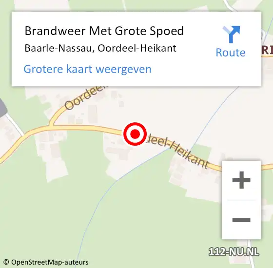 Locatie op kaart van de 112 melding: Brandweer Met Grote Spoed Naar Baarle-Nassau, Oordeel-Heikant op 7 november 2020 13:05