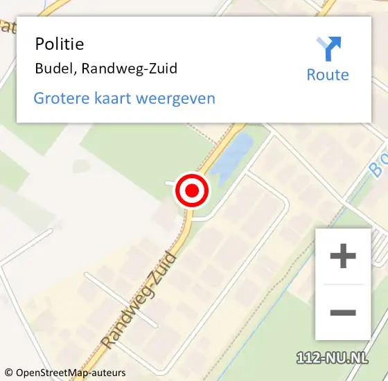 Locatie op kaart van de 112 melding: Politie Budel, Randweg-Zuid op 7 november 2020 13:11