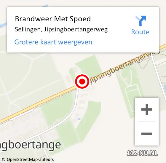 Locatie op kaart van de 112 melding: Brandweer Met Spoed Naar Sellingen, Jipsingboertangerweg op 7 november 2020 14:41