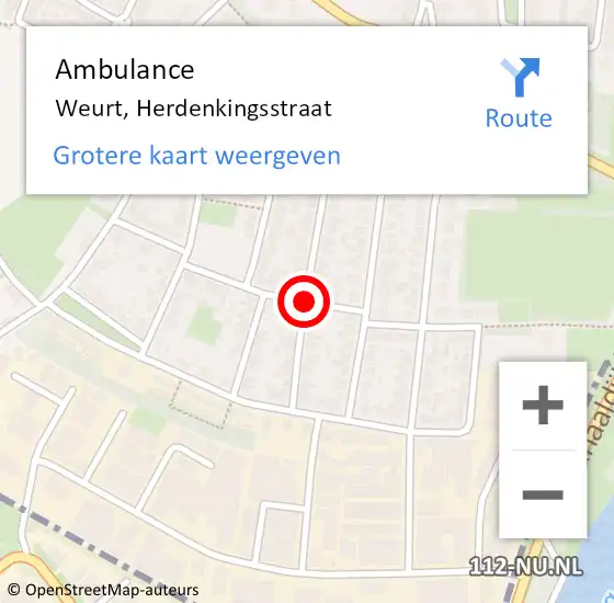 Locatie op kaart van de 112 melding: Ambulance Weurt, Herdenkingsstraat op 7 november 2020 15:18