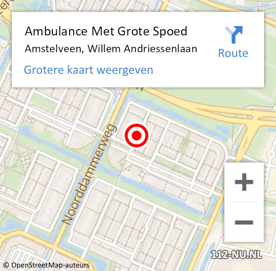 Locatie op kaart van de 112 melding: Ambulance Met Grote Spoed Naar Amstelveen, Willem Andriessenlaan op 7 november 2020 15:39