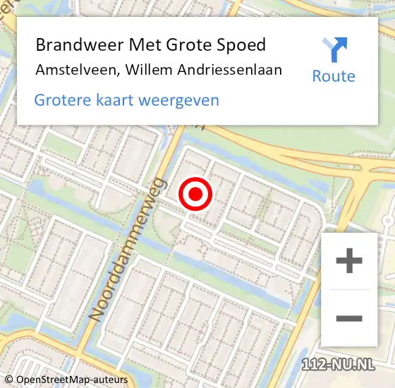 Locatie op kaart van de 112 melding: Brandweer Met Grote Spoed Naar Amstelveen, Willem Andriessenlaan op 7 november 2020 15:46