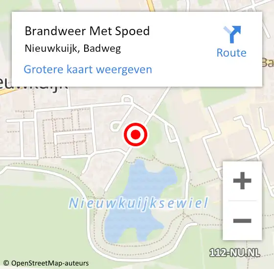 Locatie op kaart van de 112 melding: Brandweer Met Spoed Naar Nieuwkuijk, Badweg op 7 november 2020 17:47