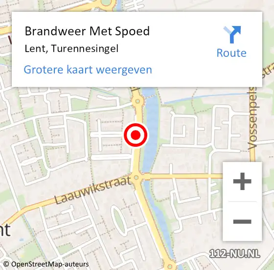 Locatie op kaart van de 112 melding: Brandweer Met Spoed Naar Lent, Turennesingel op 7 november 2020 18:10